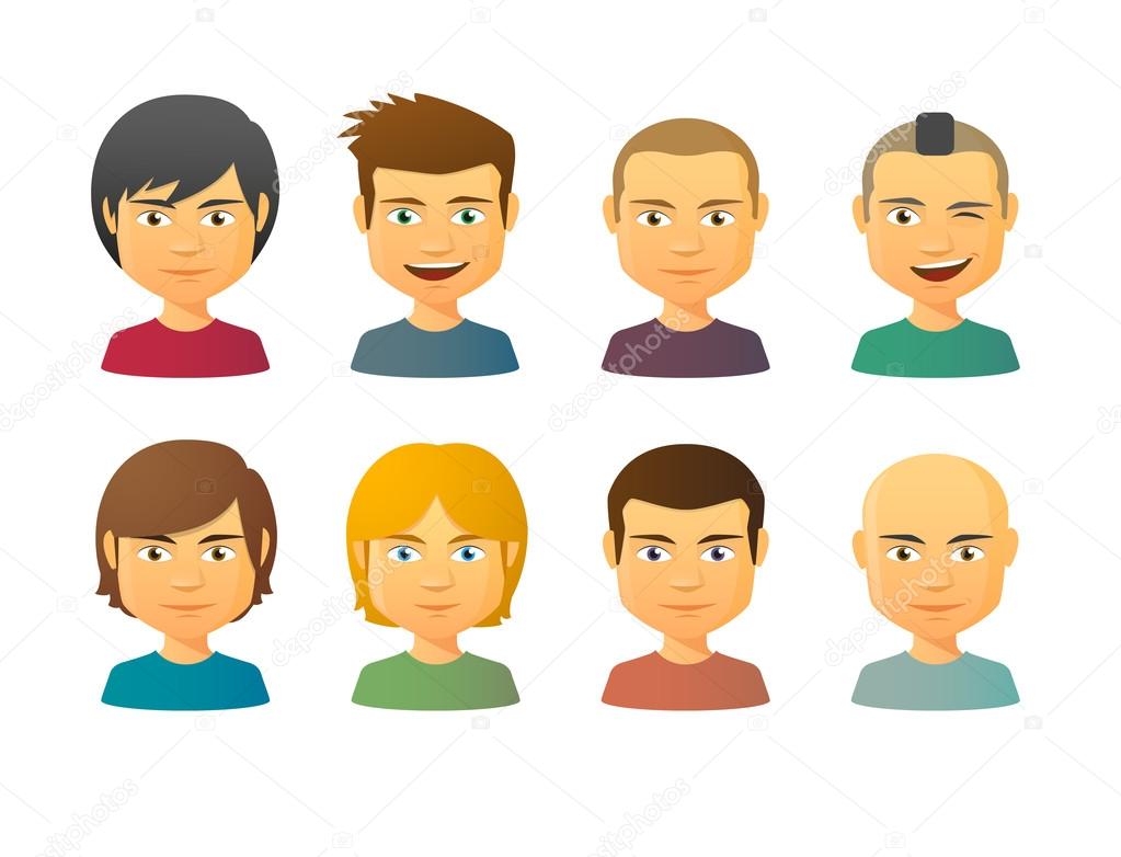 Male avatars with various hair styles