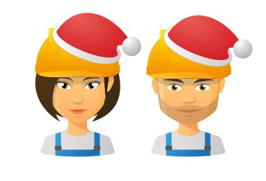 insanlar iş şapkası ve Noel Baba şapkası