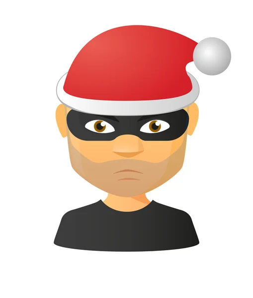 Male thief avatar wearing a santa hat — Stock Vector