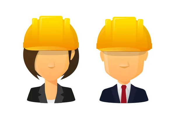 People wearing a work hat avatar set — Stock Vector