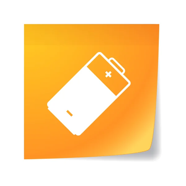 Orange sticky note with a battery — Stock Vector