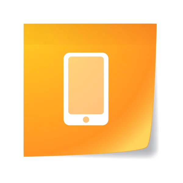 Orange sticky note with a smartphone — Stock Vector