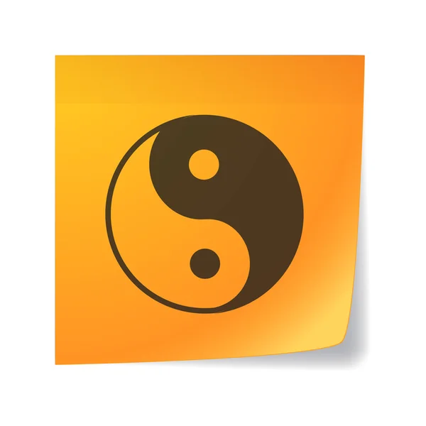 Orange sticky note with a ying yang — Stock Vector