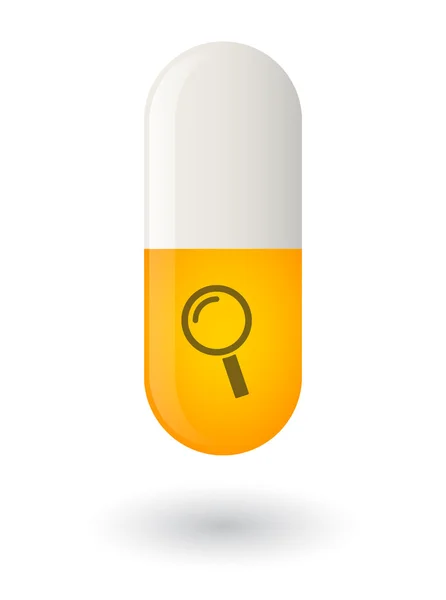 Pill with a magnifier — Stock Vector