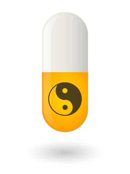 Pillola con uno yang ying — Vettoriale Stock
