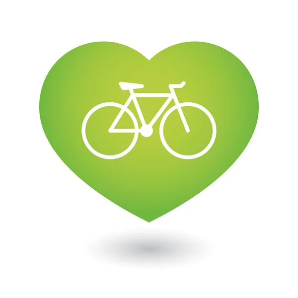 Icona del cuore con una bicicletta — Vettoriale Stock