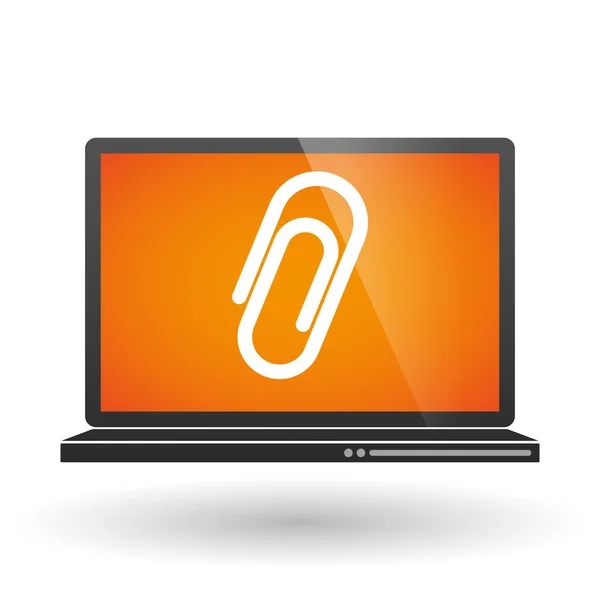 Laptop with a paper clip — Stock Vector