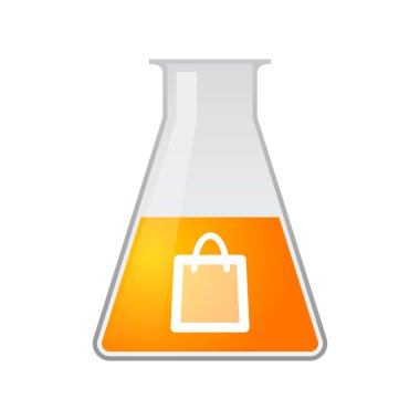 Chemical test tube with a shopping bag clipart