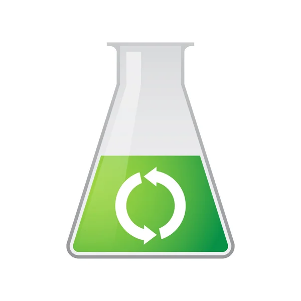 Chemische test-buis met een recycle teken — Stockvector