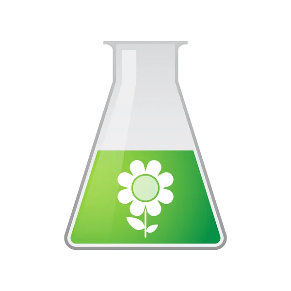 Chemisches Reagenzglas mit einer Blume — Stockvektor