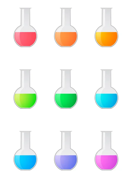 Zestaw kolorów chemicznych probówki — Wektor stockowy