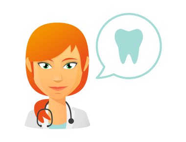 kadın doktor diş ile