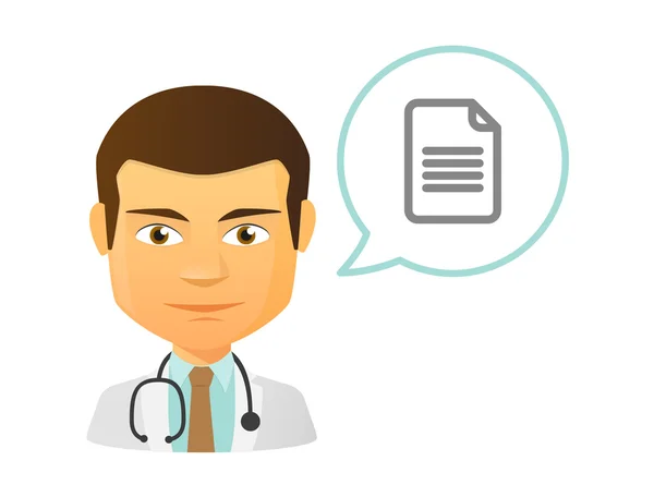 Male doctor with a document — Stock Vector