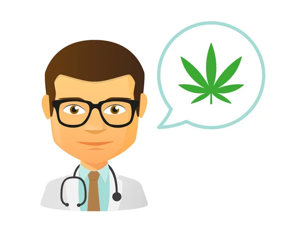 Male doctor with a marihuana leaf — Stock Vector