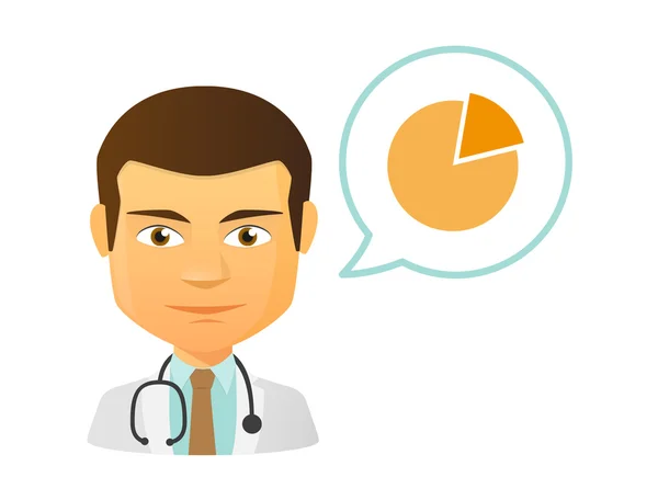 Male doctor with a pie chart — Stock Vector