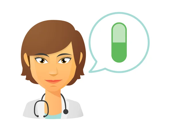 Female doctor with a pill — Stock Vector