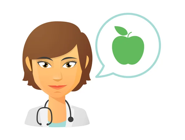 Female doctor with a fruit — Stock Vector