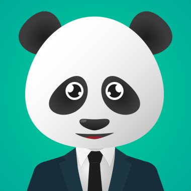 Panda avatar giyen takım elbise