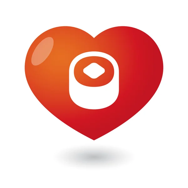 Coeur avec un sushi — Image vectorielle