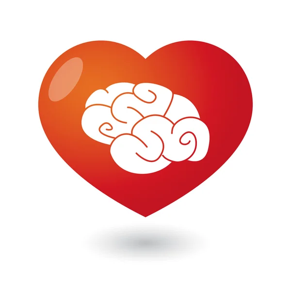 Herz mit Gehirn — Stockvektor