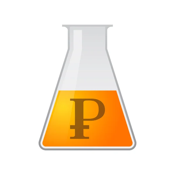 Tubo de teste químico com um ícone de moeda — Vetor de Stock