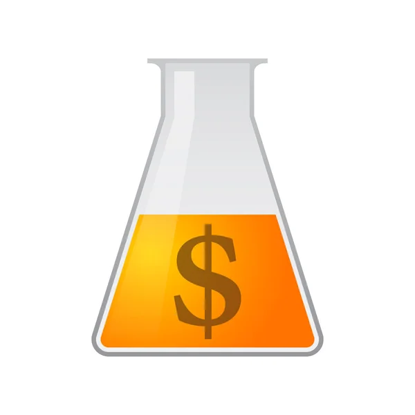 Tubo de teste químico com um ícone de moeda — Vetor de Stock