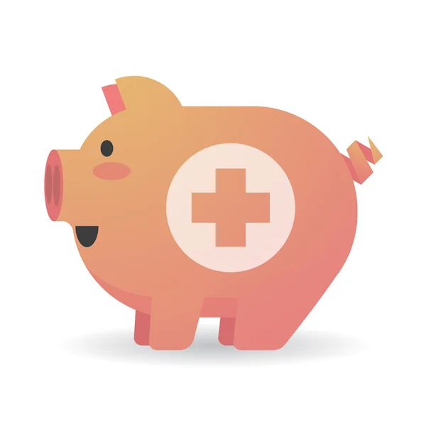 Cartoon pig with a veterinary sign — Stock Vector