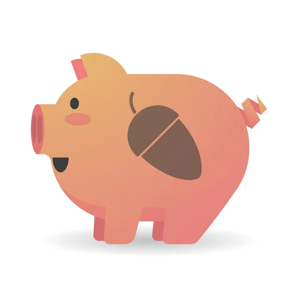 Cartoon pig with an acorn — Stock Vector