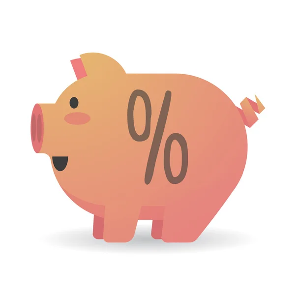 Cartoon pig with a percentage sign — Stock Vector