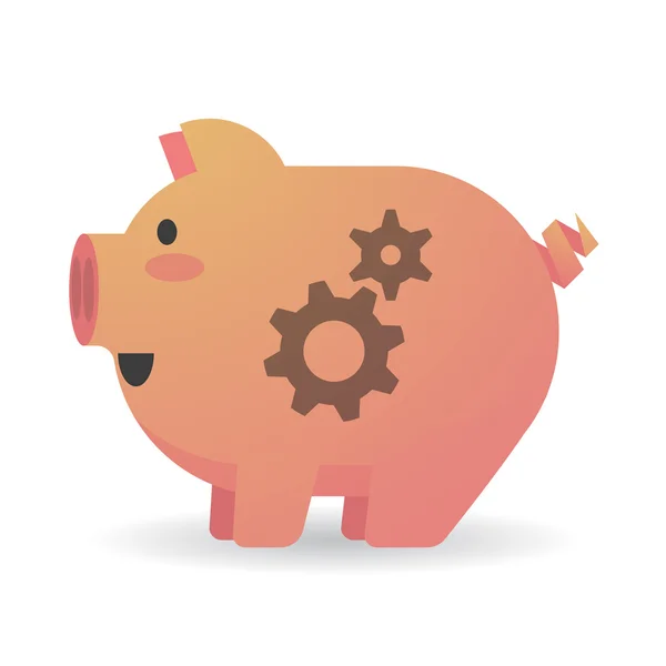 Cartoon pig with gears — Stock Vector