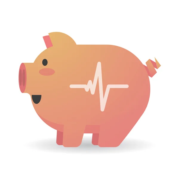 Cartoon pig with a heart beat — Stock Vector