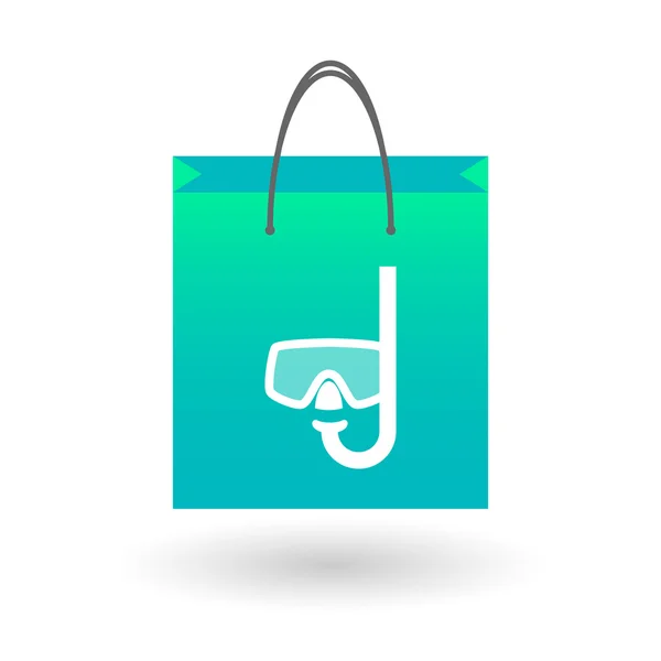 Shopping bag with a diving goggles — Stock Vector