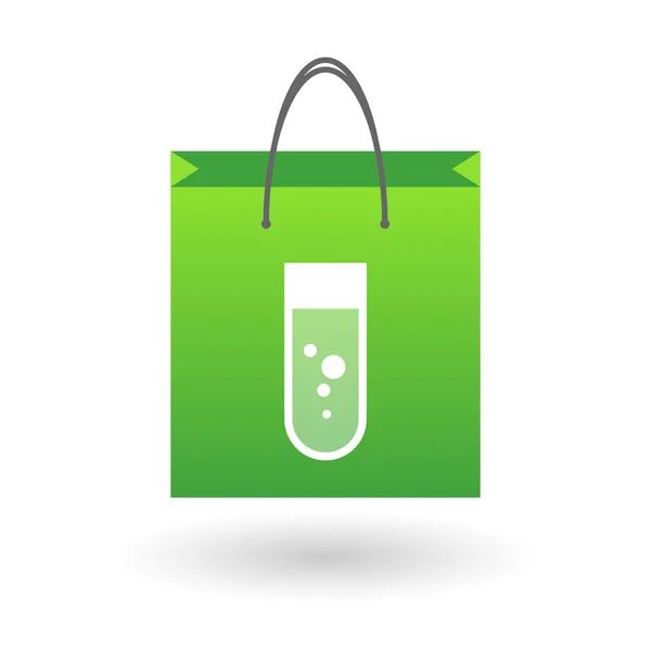 Saco de compras com um tubo de ensaio químico —  Vetores de Stock