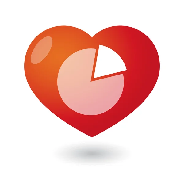 Corazón con un gráfico circular — Vector de stock