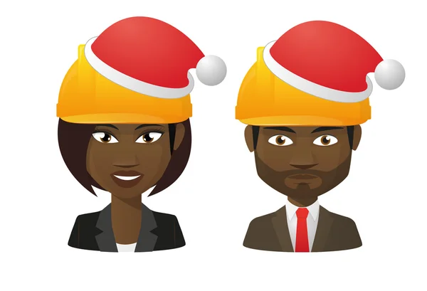 Worker with a helmet and a santa hat — Stock Vector