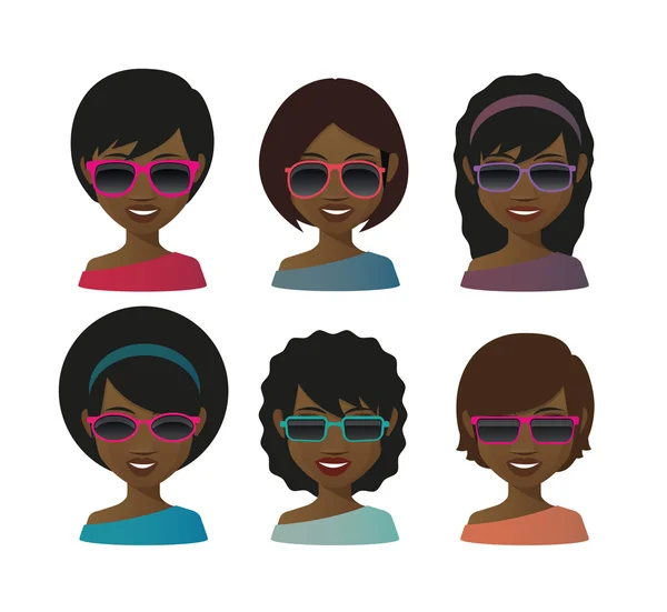 Avatares femininos com óculos de sol —  Vetores de Stock