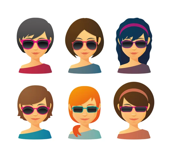 Avatares femininos com óculos de sol —  Vetores de Stock
