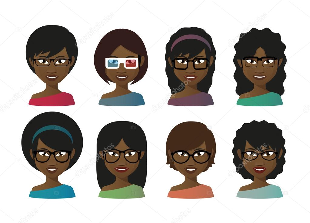 Female avatars  wearing glasses