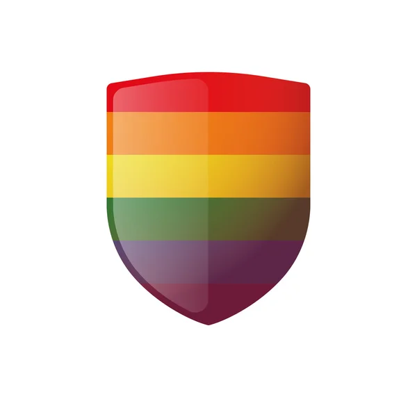 Shield with a gay pride flag — Stock Vector