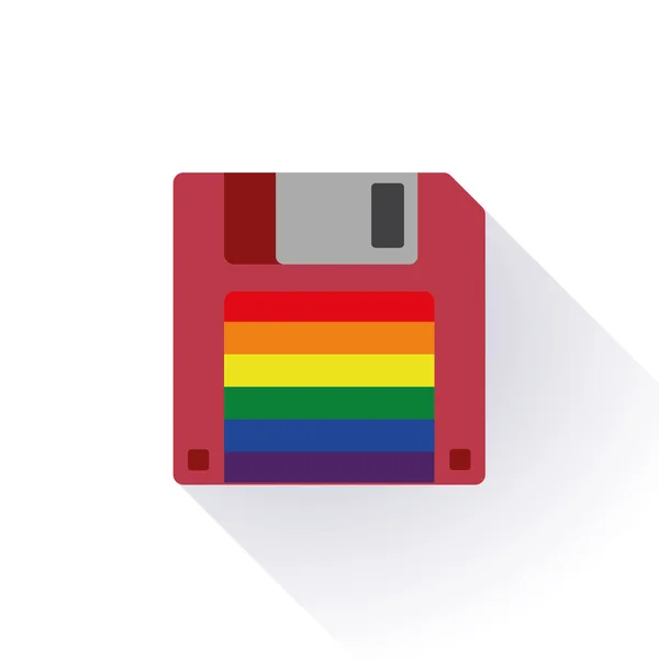 Disket gay pride bayrakla işaretle — Stok Vektör