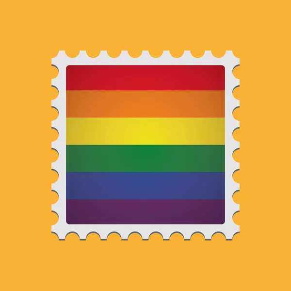 Mail stamp with a gay pride flag — Stock Vector