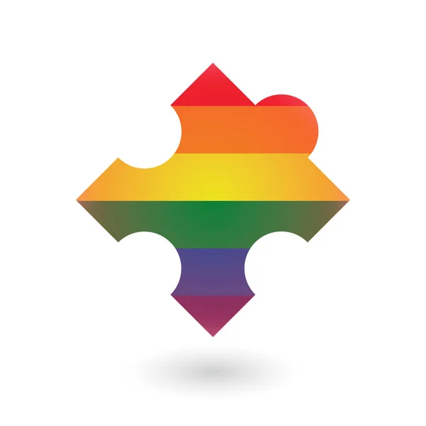 Puzzle piece with a gay pride flag — Stock Vector
