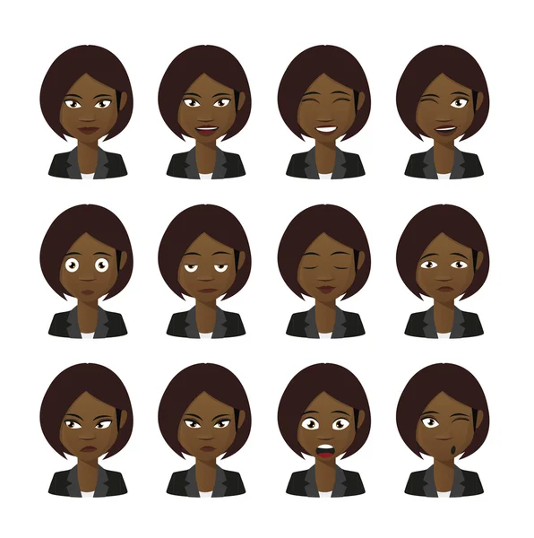 Female cartoon avatar expression set — Stock Vector