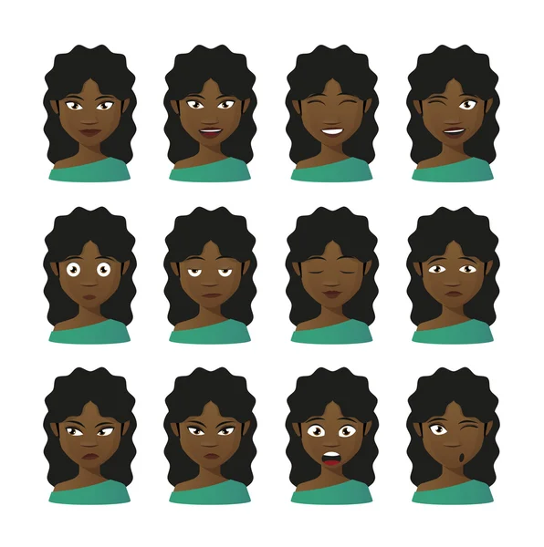 Жіночий мультиплікаційний набір виразів аватарки — стоковий вектор