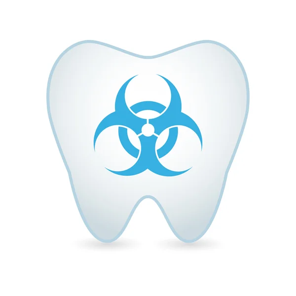 Tooth icon with a biohazard sign — Stock Vector