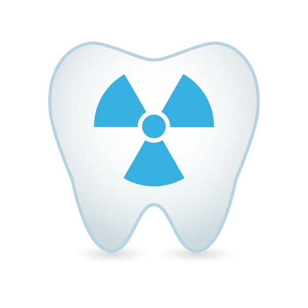 Icona del dente con un segno radioattivo — Vettoriale Stock