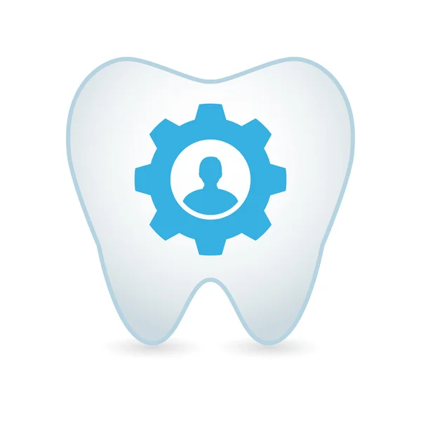 Icono del diente con un engranaje — Vector de stock