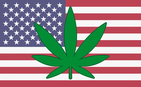 US-Flagge mit einem Hanfblatt — Stockvektor