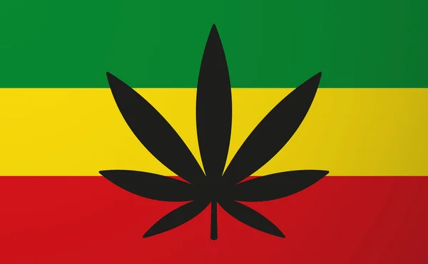 Rasta flag with a hemp leaf — Stock Vector