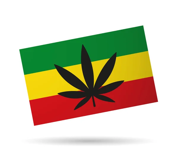 Rasta flag with a hemp leaf — Stock Vector